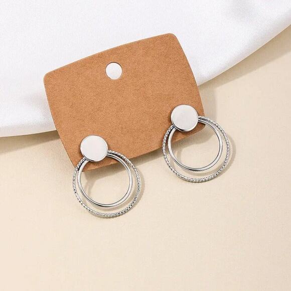 2/$30 NEW Boho Festival Double Circle Earrings Gold or Silver Post Stud 147 - Picture 12 of 13